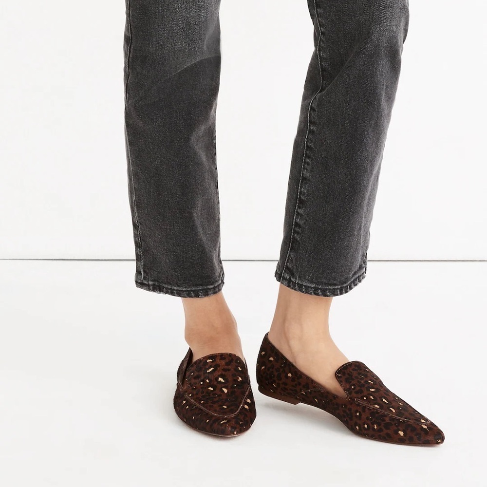 Madewell Frances Skimmer Painted Leopard Calf Hair Brown Loafer Slip-on 8 - Picture 2 of 11
